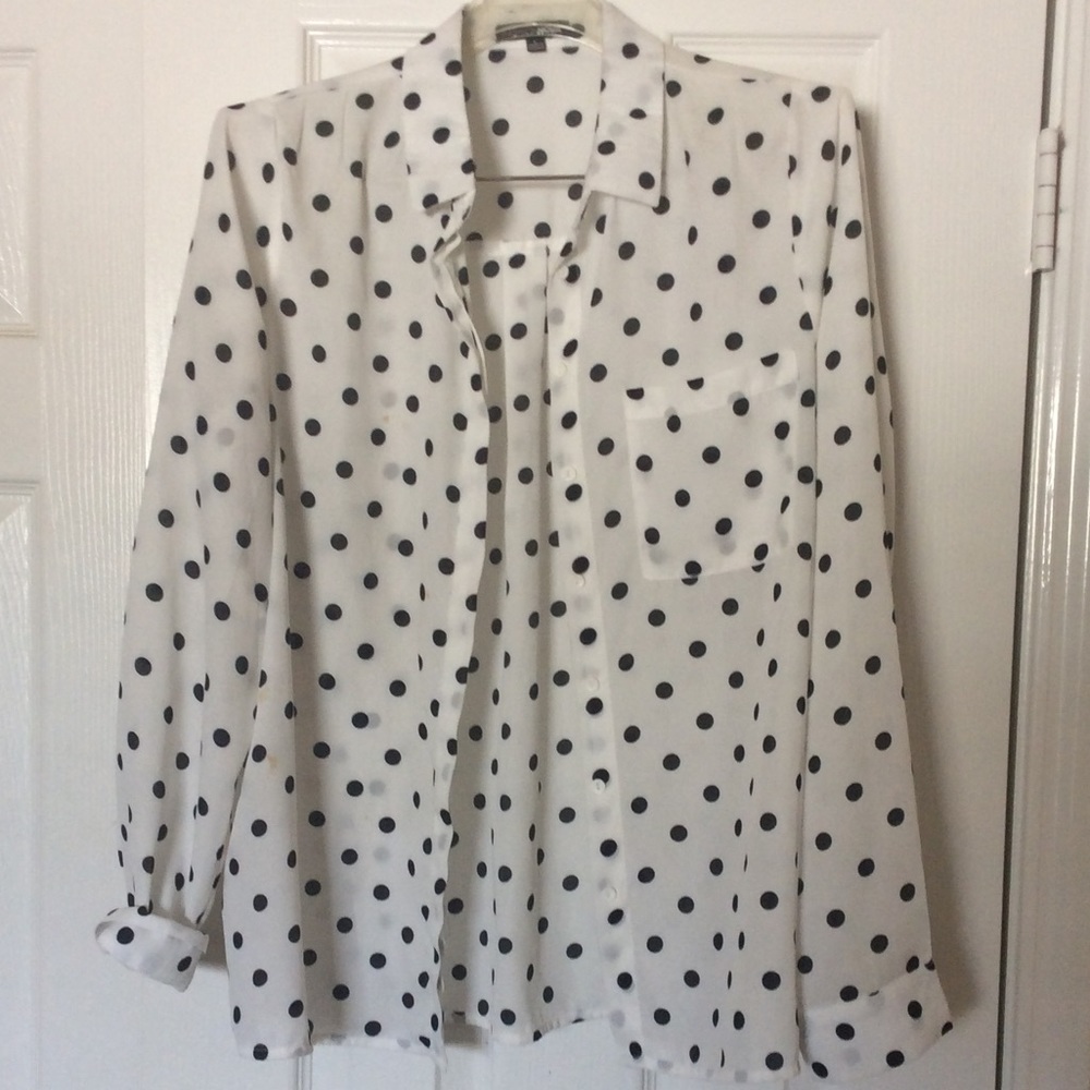 Polka dot button down shirt